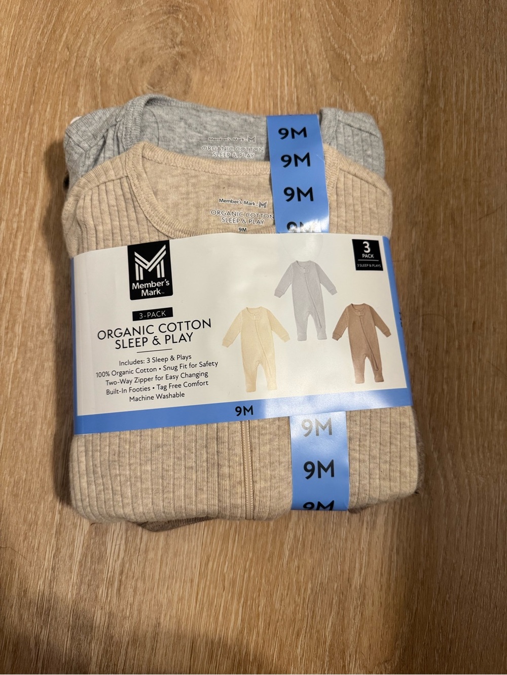 Organic Cotton Infabt Ribbed Sweater Sleepers - Beige, Cream & Light Gray (Pack)